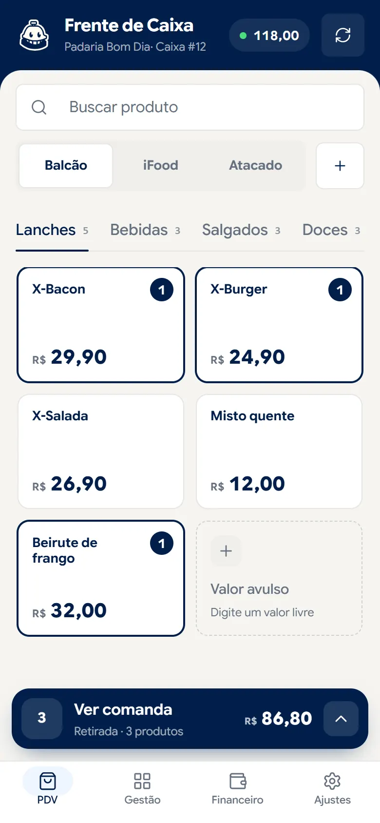 A mesma frente de caixa no celular